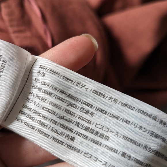 Abercrombie & Fitch Linen Blend One Shoulder Mini Dress , Terracotta, Medium - Picture 2 of 4